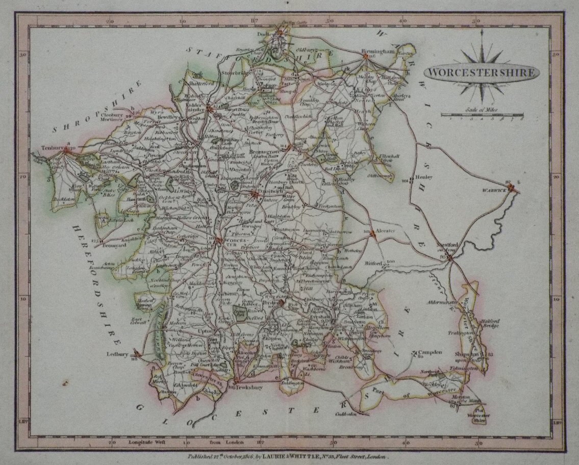 Map of Worcestershire - Laurie & Whittle